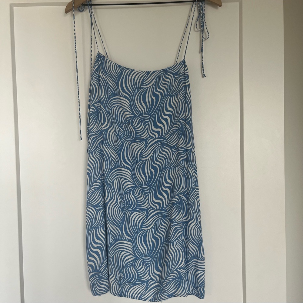Reformation Blue and White Mini Dress